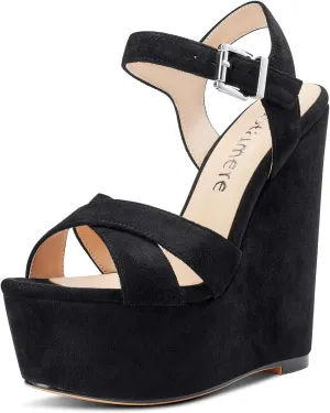 Castamere Womens High-Heel Platform Wedge Heel Sandals Slingback Sexy Ankle Strap Open Toe 16CM Heels