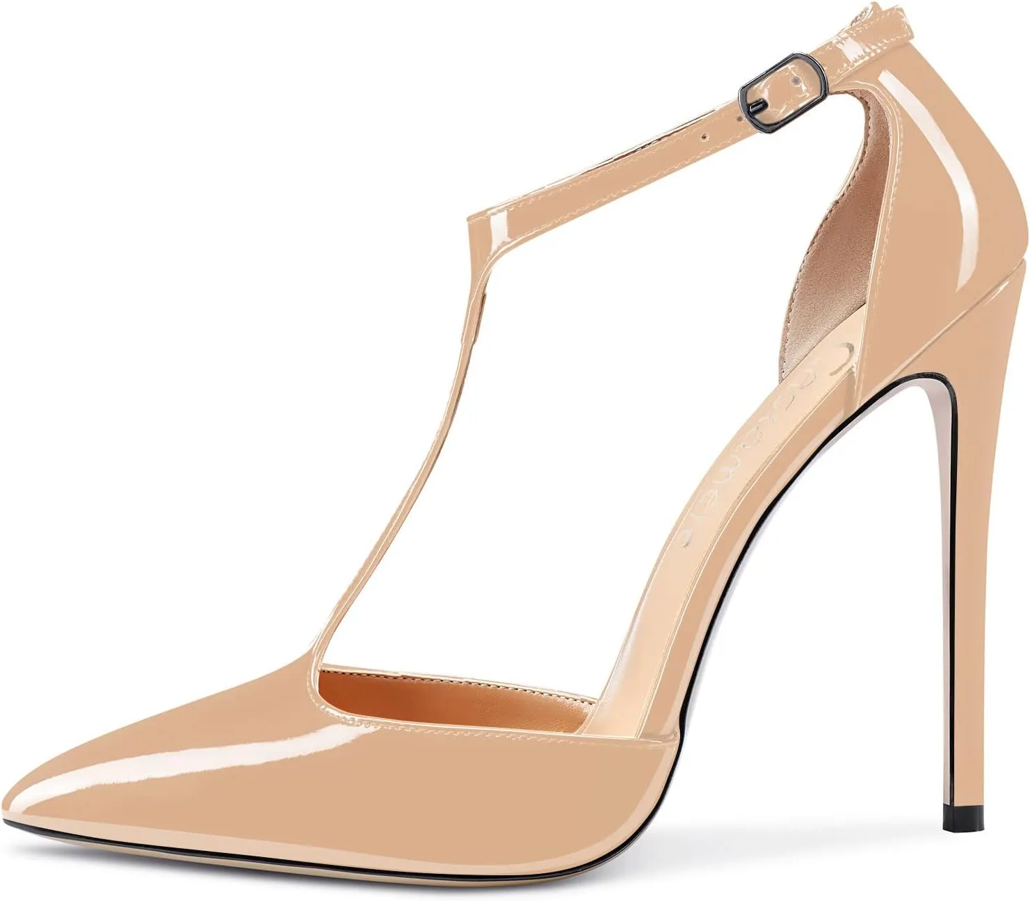 Castamere Womens High Stiletto Heel Close Pointed Toe Pumps T-Strap Ankle Strap Sandals Clear Dress Wedding Shoes