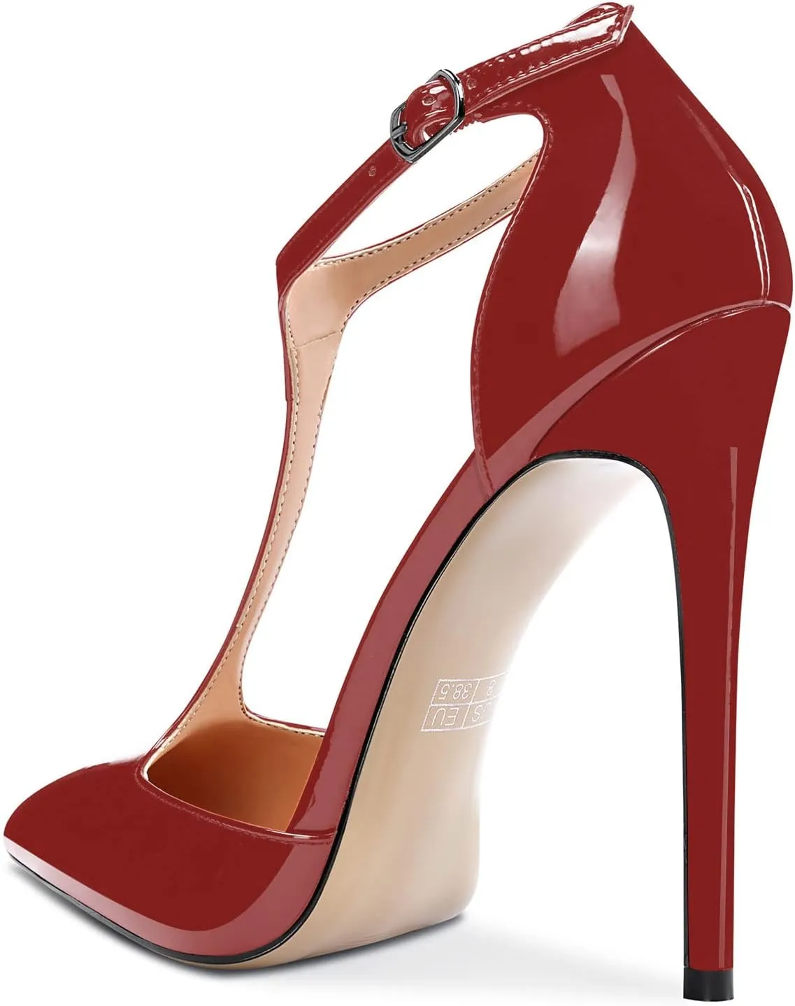 Castamere Womens High Stiletto Heel Close Pointed Toe Pumps T-Strap Ankle Strap Sandals Clear Dress Wedding Shoes