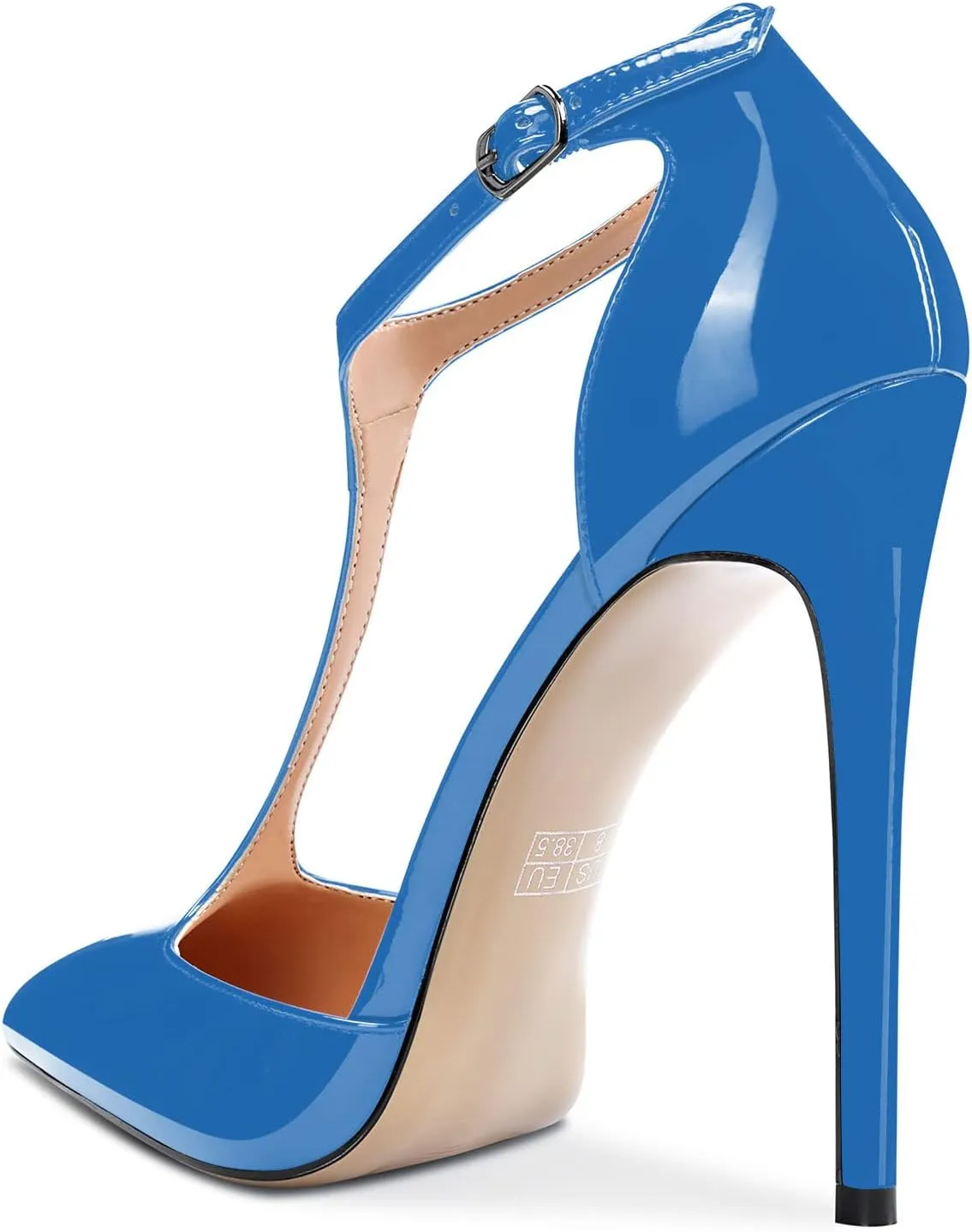 Castamere Womens High Stiletto Heel Close Pointed Toe Pumps T-Strap Ankle Strap Sandals Clear Dress Wedding Shoes