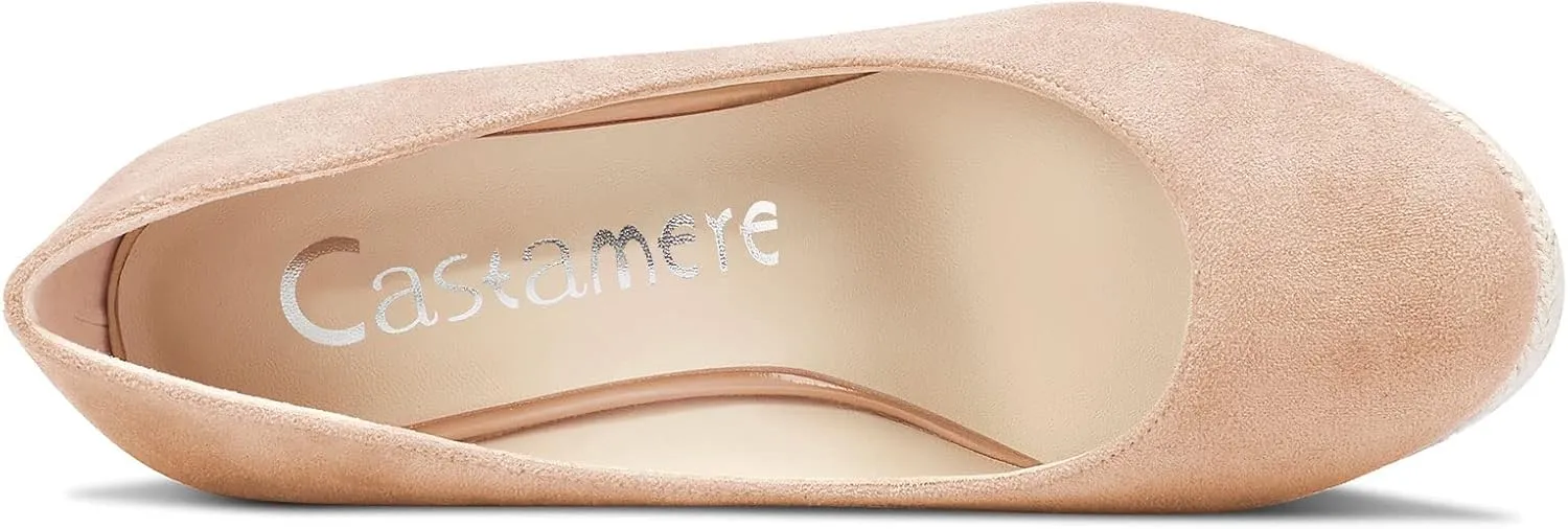 Castamere Womens Platform High Heel Round Toe Pumps Slip-on Wedding Office Classic Shoes 3.9 Inches Heels