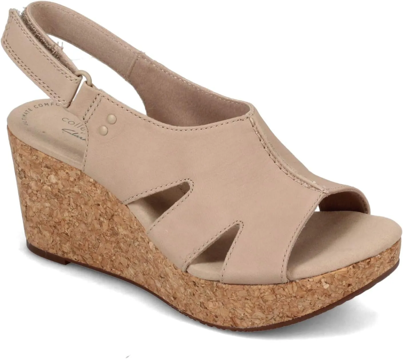 Clarks womens Annadel Bari wedges sandals, Sand Nubuck, 12 Wide US