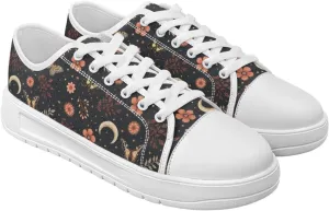 Classic Fashion Sneakers Canvas Shoes for Women Lace Up Low Top Canvas Casual Sneakers Lightweight Breathable Wide Toe Shoes