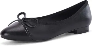 Coutgo Womens Cap Toe Ballet Flats Bow Pointed Toe Slip On Office Work Comfort Dress Party Flat Shoes