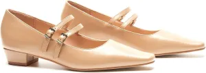 C.Paravano Women's Mary Jane Flats with Narrow Square Toe & Double Adjustable Straps - Low Block Heel Dress Pumps for Party, Office, Daily Wear