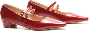 C.Paravano Women's Mary Jane Flats with Narrow Square Toe & Double Adjustable Straps - Low Block Heel Dress Pumps for Party, Office, Daily Wear