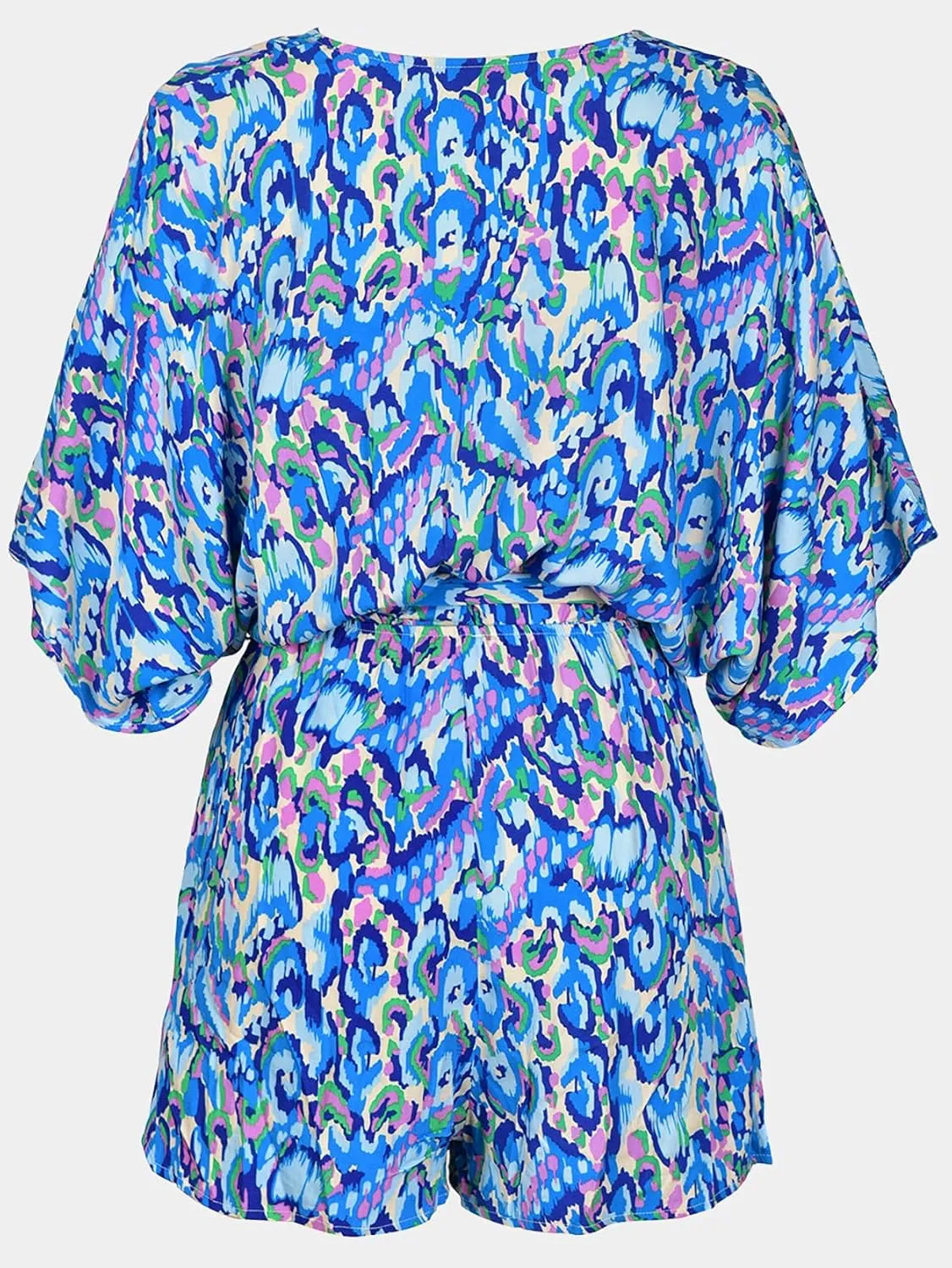 CUPSHE Women's Lace Up Leopard Print Romper Short Sleeves Jumpsuits Wide leg Outfit