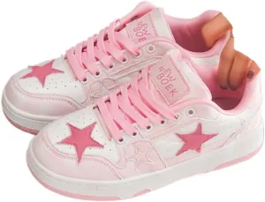 Cute Star Shoes - Denim Blue Chunky Platform Sneakers for Women & Girls, Y2K Retro Casual Trainer for Everyday Wear, Beach Travel, Back to School Gift, Party, Sports, Hiking