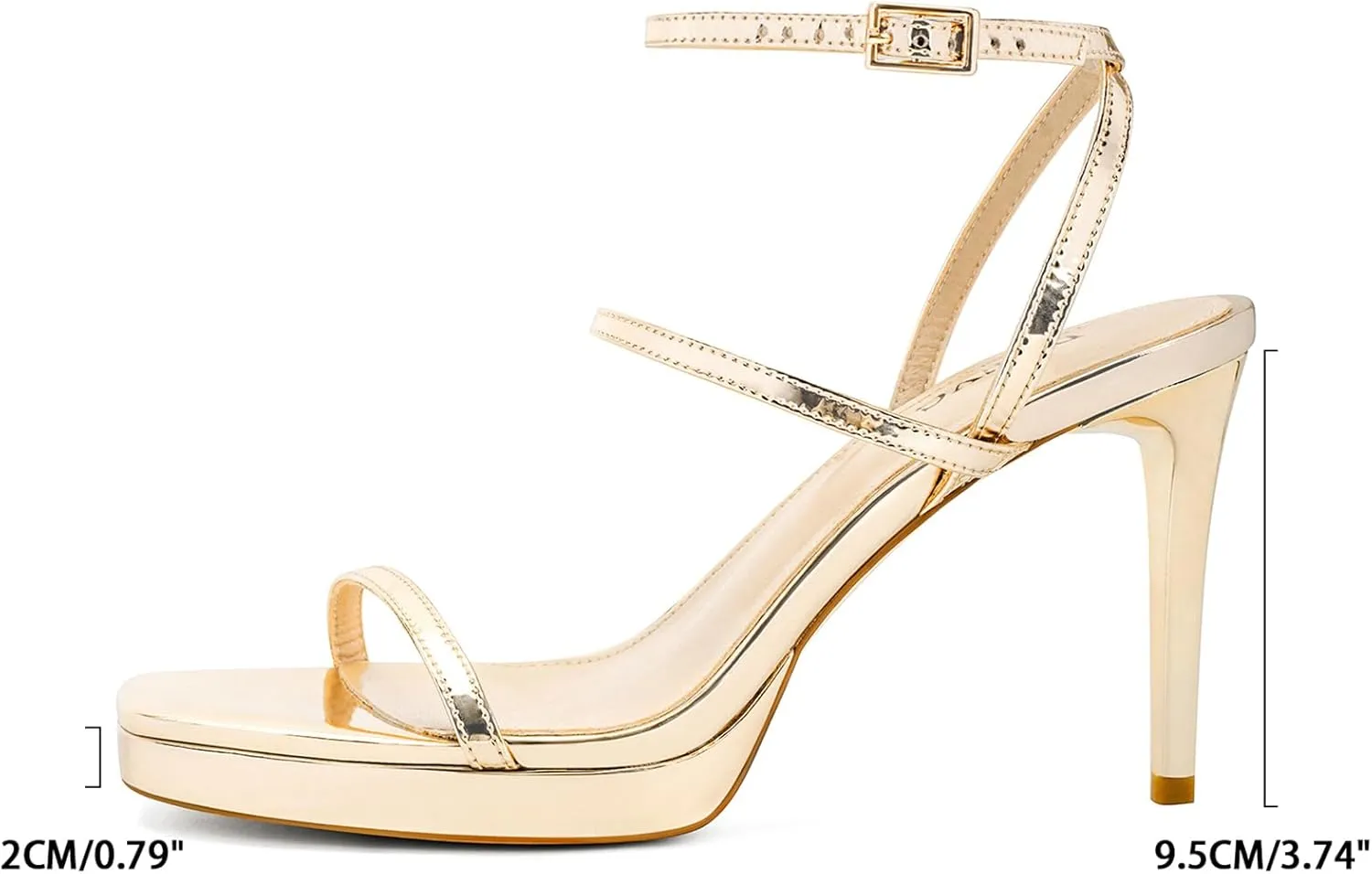 DOEYG Womens Platform Stiletto High Heels Sandals Square Open Toe Ankle Strappy Heels Comfort Dress Wedding Party Heeled Sandals Shoes