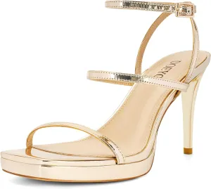 DOEYG Womens Platform Stiletto High Heels Sandals Square Open Toe Ankle Strappy Heels Comfort Dress Wedding Party Heeled Sandals Shoes