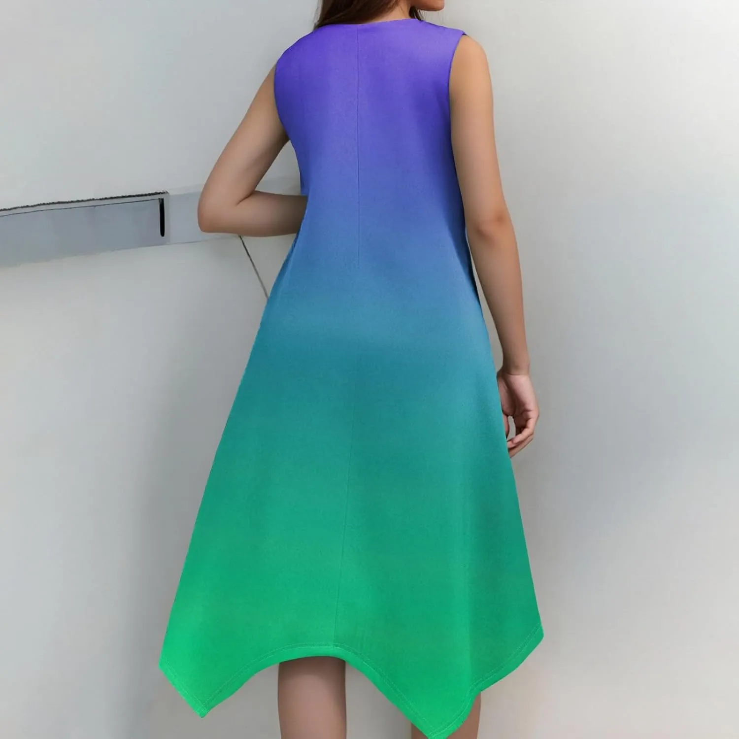 DOPOCQ Dresses for Women Elegant Classy Summer V Neck Sleeveless Flowy Midi Dress Trendy Gradient Casual Loose Sundress