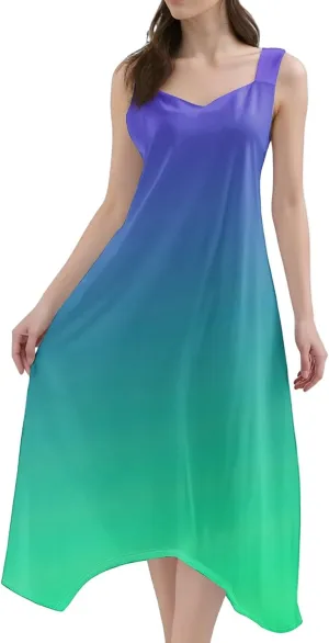DOPOCQ Dresses for Women Elegant Classy Summer V Neck Sleeveless Flowy Midi Dress Trendy Gradient Casual Loose Sundress