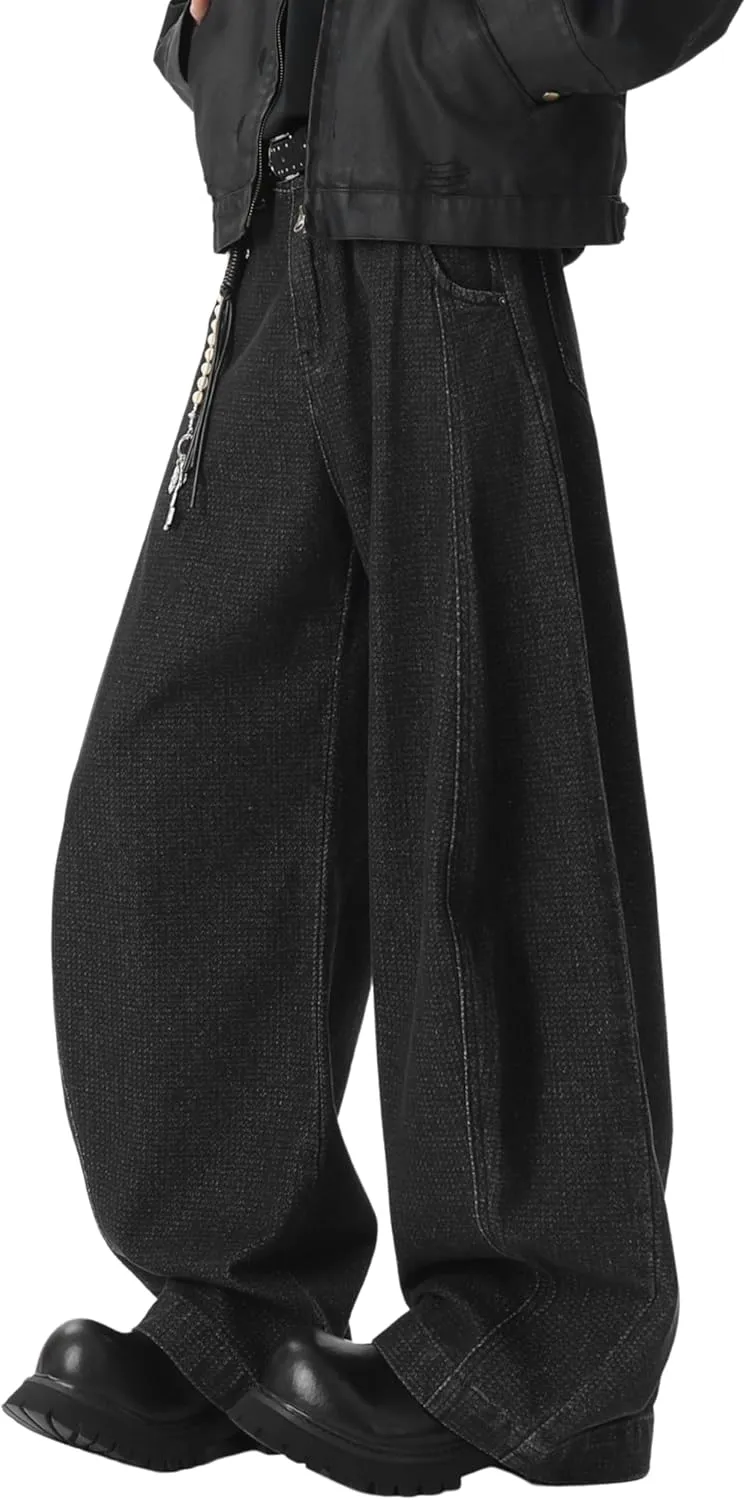 DOSLAVIDA Baggy Jeans Y2K Jnco Jeans Hip Hop Vintage Denim Pants Skater Casual Wide Leg Trousers