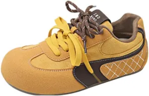 Double Laces Vintage Running Cute Shoes - Y2K Dopamine Color Chunky Sneakers for Women & Girls, Chic Orthopedic Support Casual Trainers for Campus Jogs, Hiking, Retro Kawaii Minimalist Streetwear