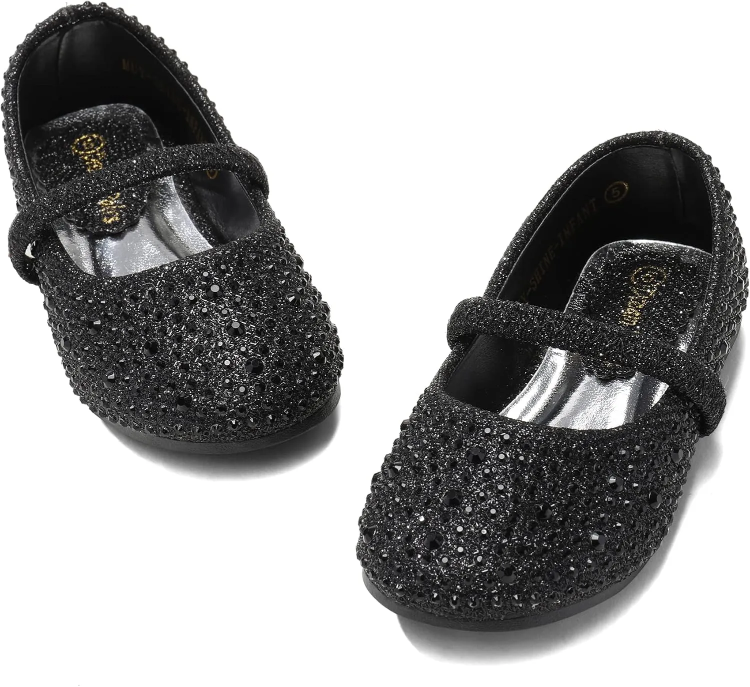 DREAM PAIRS Girls Mary Jane Rhinestone Dress Shoes Slip On Ballet Toddler Flats for Party, Wedding, Christmas