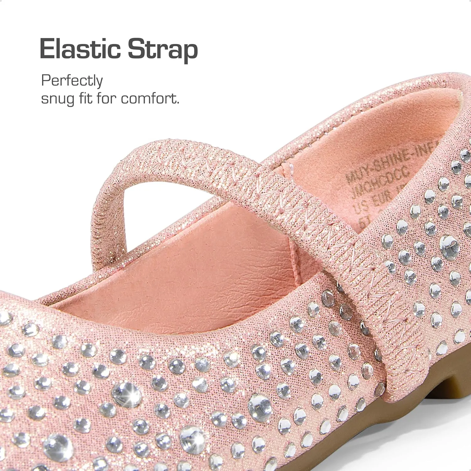DREAM PAIRS Girls Mary Jane Rhinestone Dress Shoes Slip On Ballet Toddler Flats for Party, Wedding, Christmas