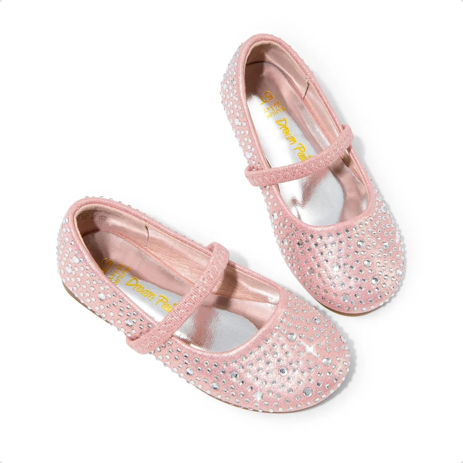 DREAM PAIRS Girls Mary Jane Rhinestone Dress Shoes Slip On Ballet Toddler Flats for Party, Wedding, Christmas