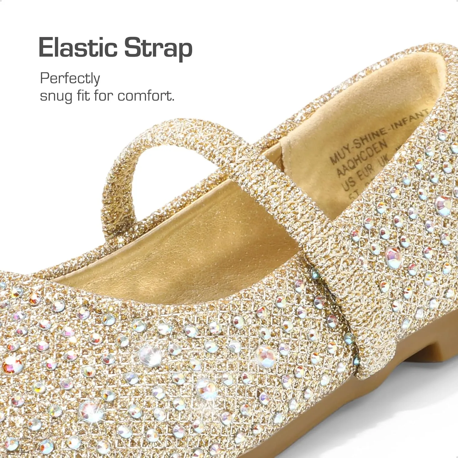 DREAM PAIRS Girls Mary Jane Rhinestone Dress Shoes Slip On Ballet Toddler Flats for Party, Wedding, Christmas