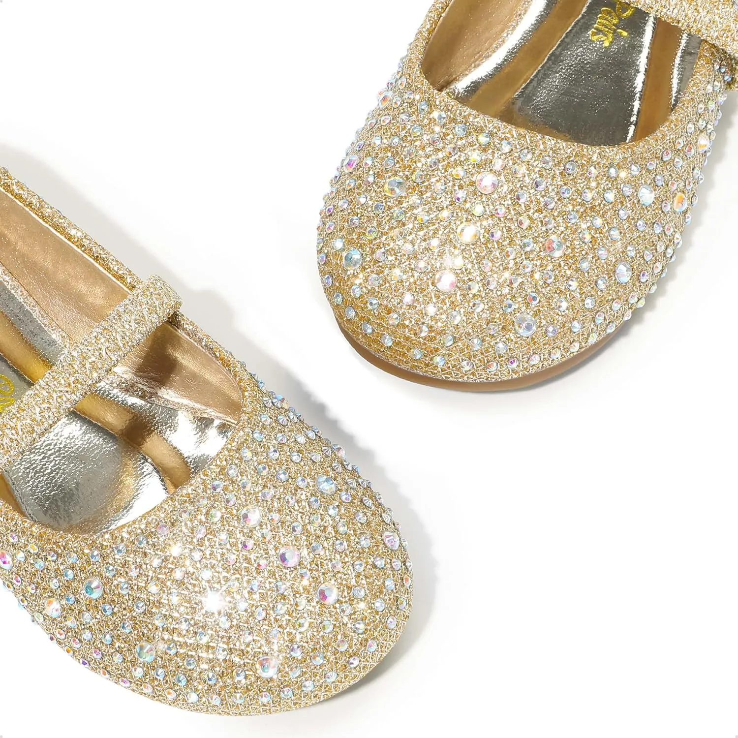 DREAM PAIRS Girls Mary Jane Rhinestone Dress Shoes Slip On Ballet Toddler Flats for Party, Wedding, Christmas