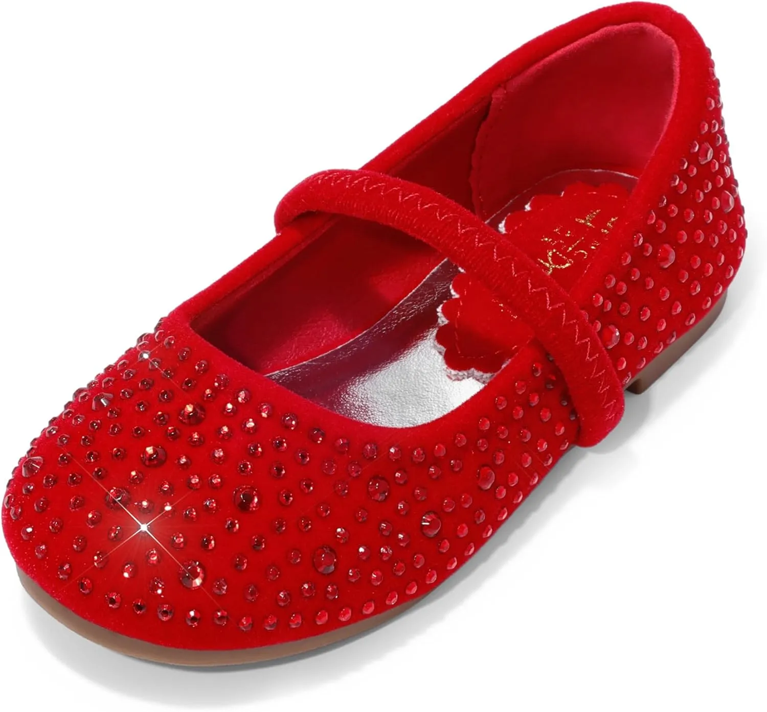 DREAM PAIRS Girls Mary Jane Rhinestone Dress Shoes Slip On Ballet Toddler Flats for Party, Wedding, Christmas