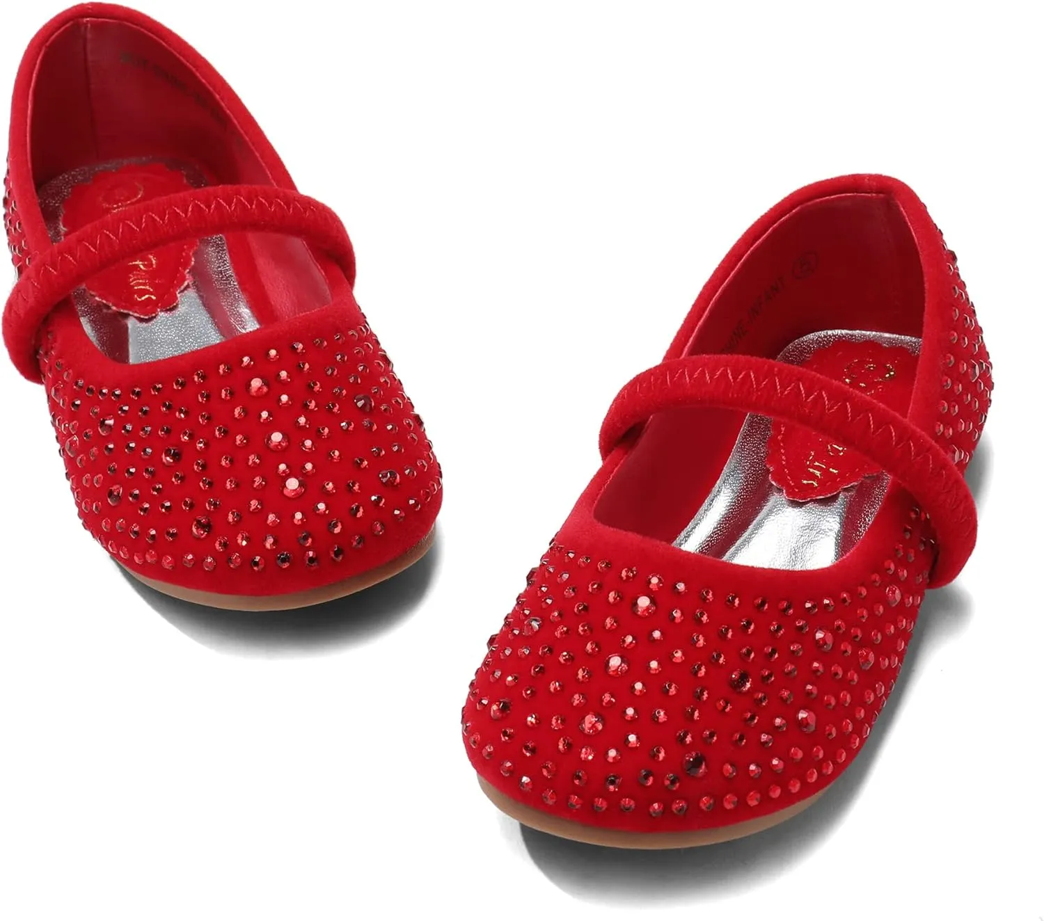 DREAM PAIRS Girls Mary Jane Rhinestone Dress Shoes Slip On Ballet Toddler Flats for Party, Wedding, Christmas