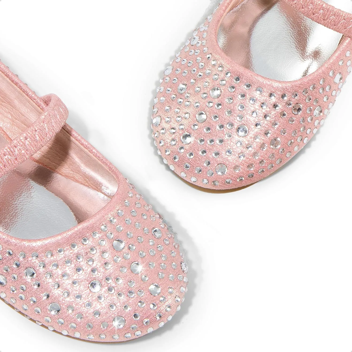 DREAM PAIRS Girls Mary Jane Rhinestone Dress Shoes Slip On Ballet Toddler Flats for Party, Wedding, Christmas
