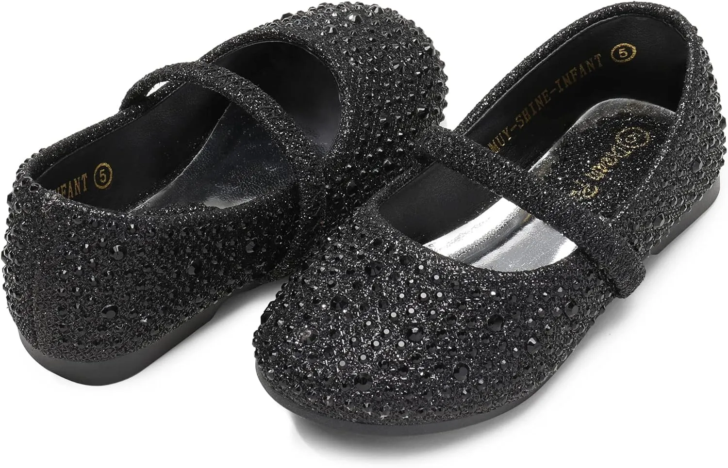 DREAM PAIRS Girls Mary Jane Rhinestone Dress Shoes Slip On Ballet Toddler Flats for Party, Wedding, Christmas