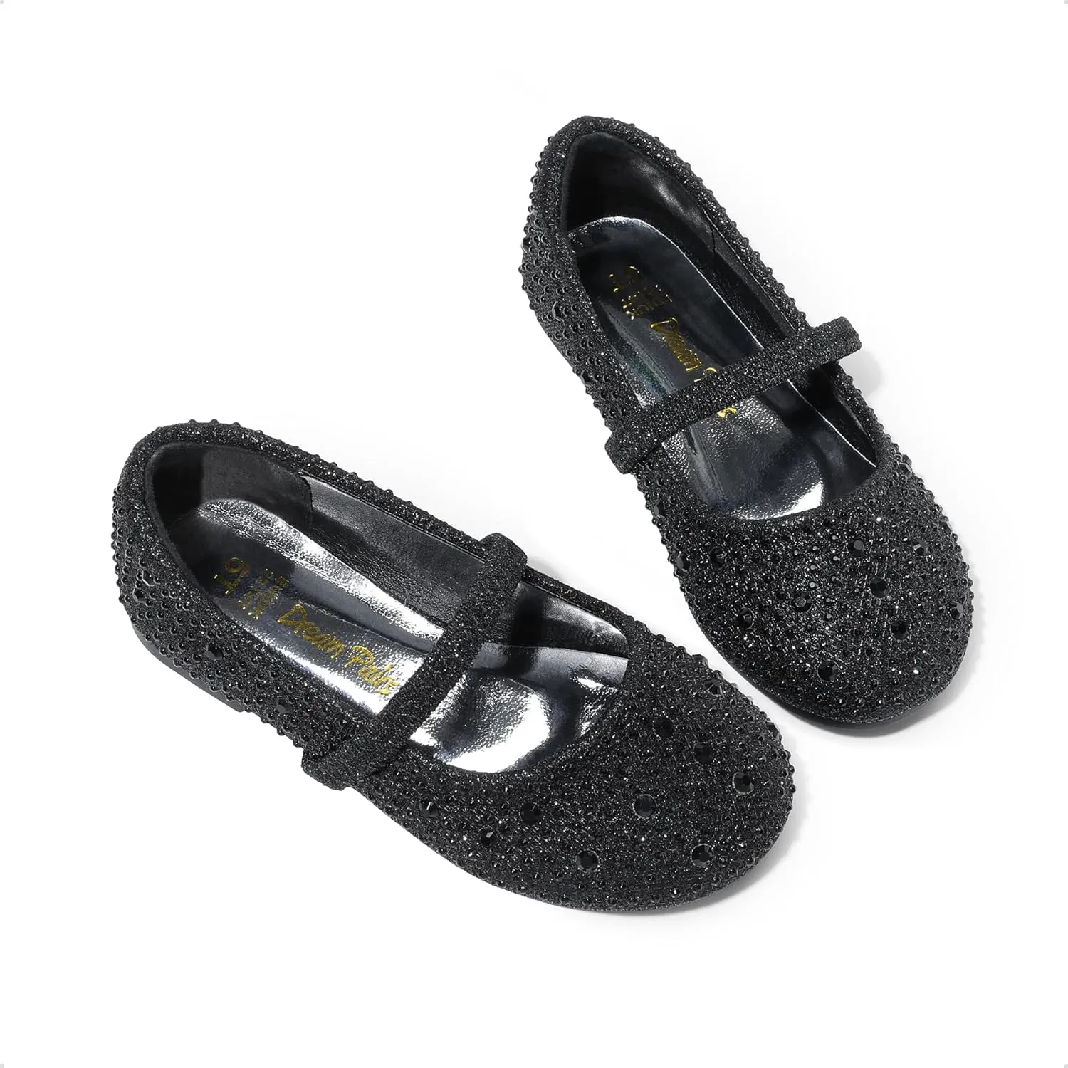 DREAM PAIRS Girls Mary Jane Rhinestone Dress Shoes Slip On Ballet Toddler Flats for Party, Wedding, Christmas