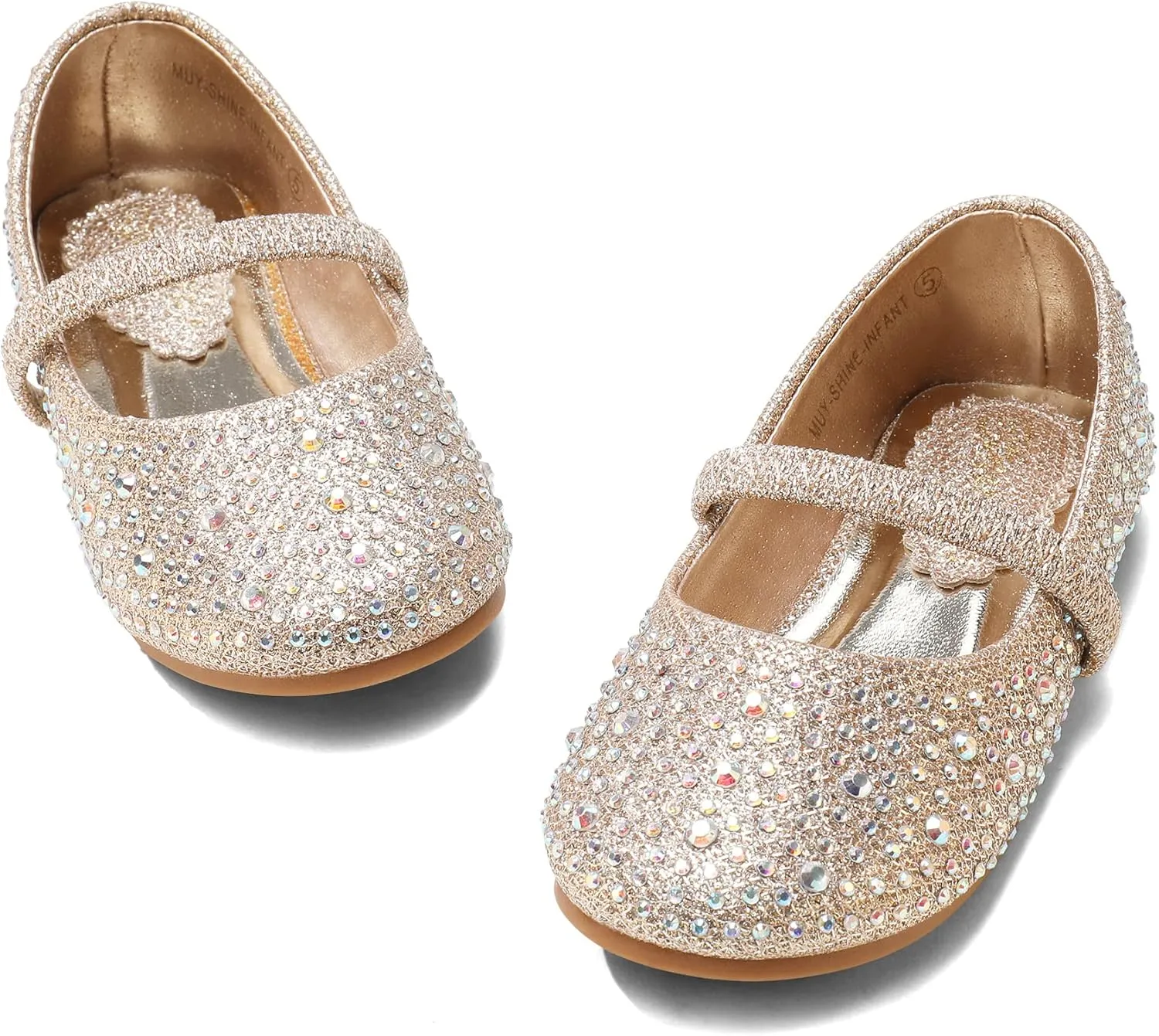 DREAM PAIRS Girls Mary Jane Rhinestone Dress Shoes Slip On Ballet Toddler Flats for Party, Wedding, Christmas