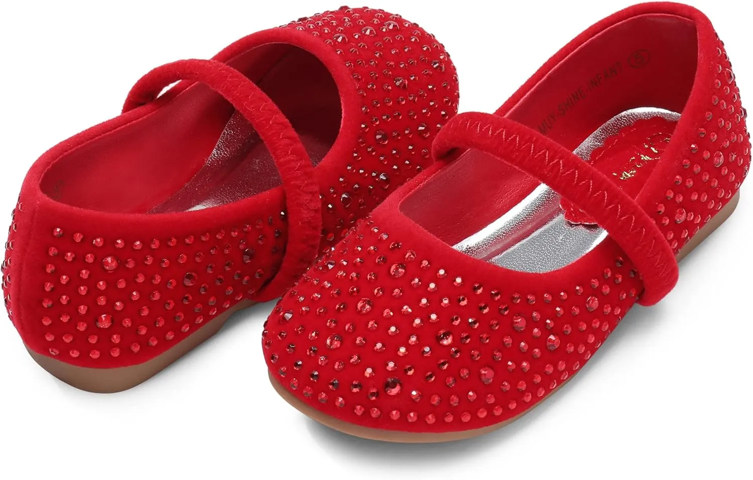 DREAM PAIRS Girls Mary Jane Rhinestone Dress Shoes Slip On Ballet Toddler Flats for Party, Wedding, Christmas