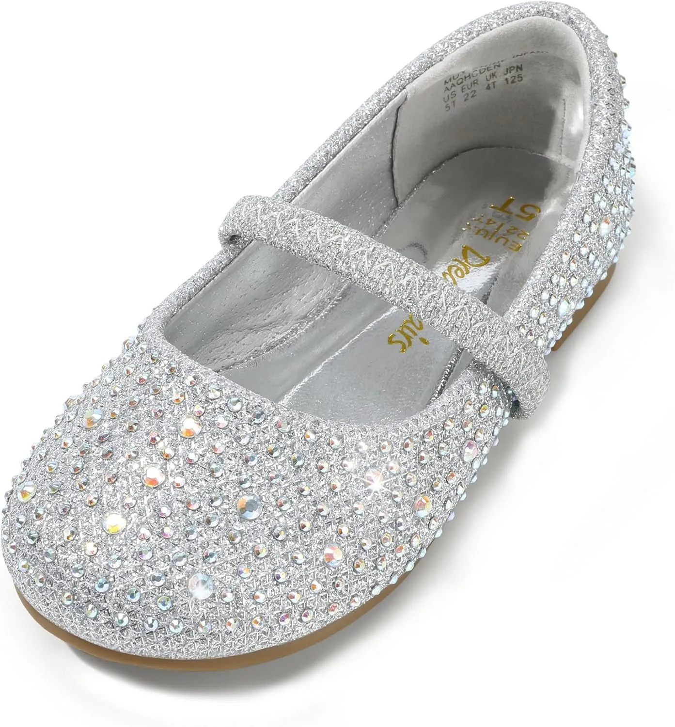 DREAM PAIRS Girls Mary Jane Rhinestone Dress Shoes Slip On Ballet Toddler Flats for Party, Wedding, Christmas