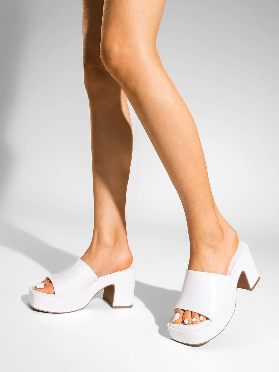 DREAM PAIRS High Chunky Platform Heels for Women Fashion Comfort Slip on Square Open Toe Block Heel Sandals