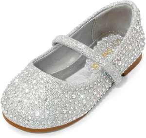 DREAM PAIRS Toddler Girls Dress Shoes Mary Jane Ballet Flats, Flower Girl Shoes with Rhinestone, Slip-on Toddler Mary Jane Flats