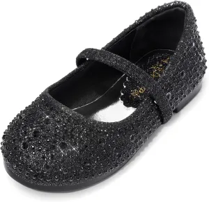 DREAM PAIRS Toddler Girls Dress Shoes Mary Jane Ballet Flats, Flower Girl Shoes with Rhinestone, Slip-on Toddler Mary Jane Flats