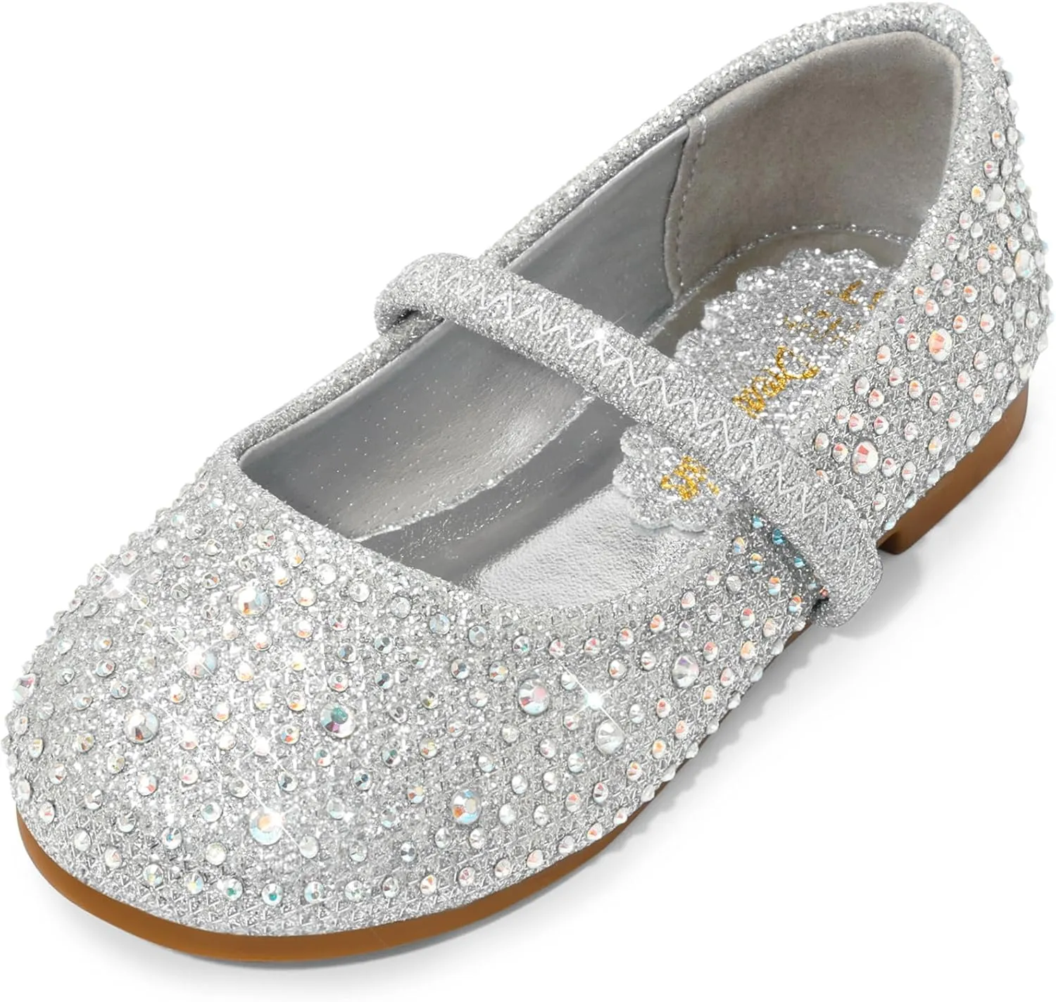 DREAM PAIRS Toddler Girls Dress Shoes Mary Jane Ballet Flats, Flower Girl Shoes with Rhinestone, Slip-on Toddler Mary Jane Flats