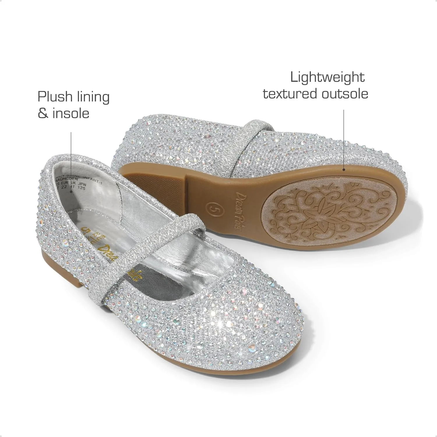 DREAM PAIRS Toddler Girls Dress Shoes Mary Jane Ballet Flats, Flower Girl Shoes with Rhinestone, Slip-on Toddler Mary Jane Flats
