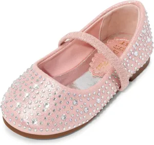 DREAM PAIRS Toddler Girls Dress Shoes Mary Jane Ballet Flats, Flower Girl Shoes with Rhinestone, Slip-on Toddler Mary Jane Flats