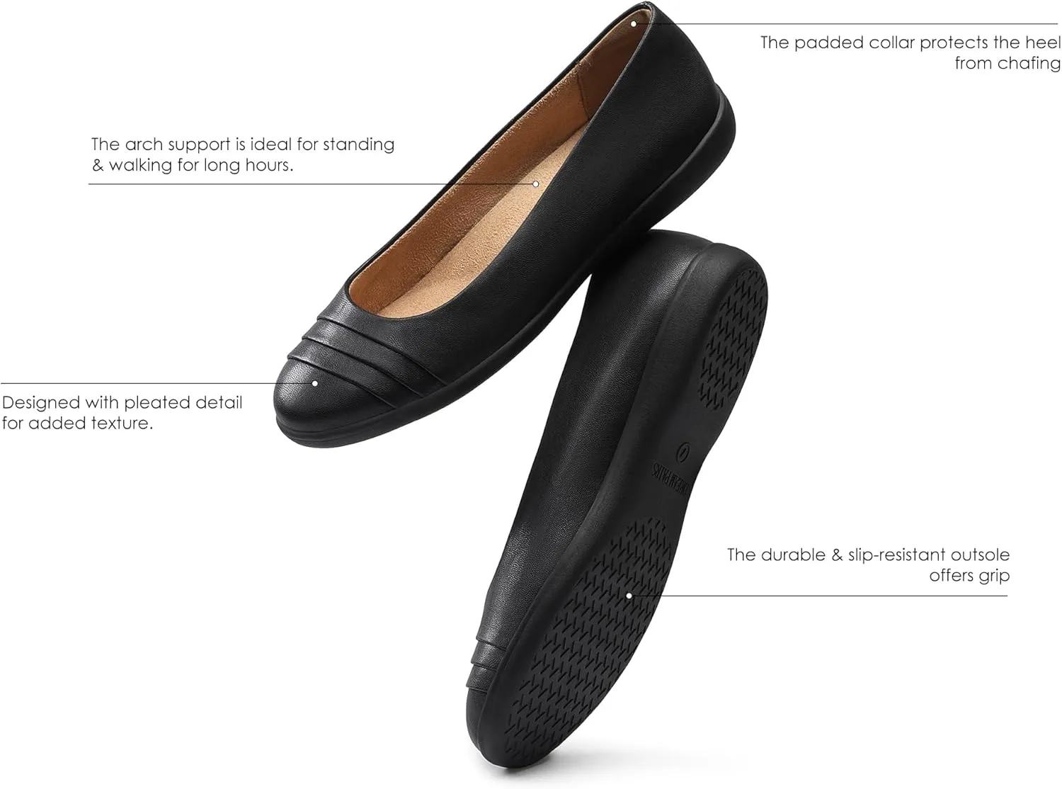 DREAM PAIRS Womens Comfortable Ballet Flats, Business Office Dress Shoes, Dressy Round Toe Slip On Work Flats