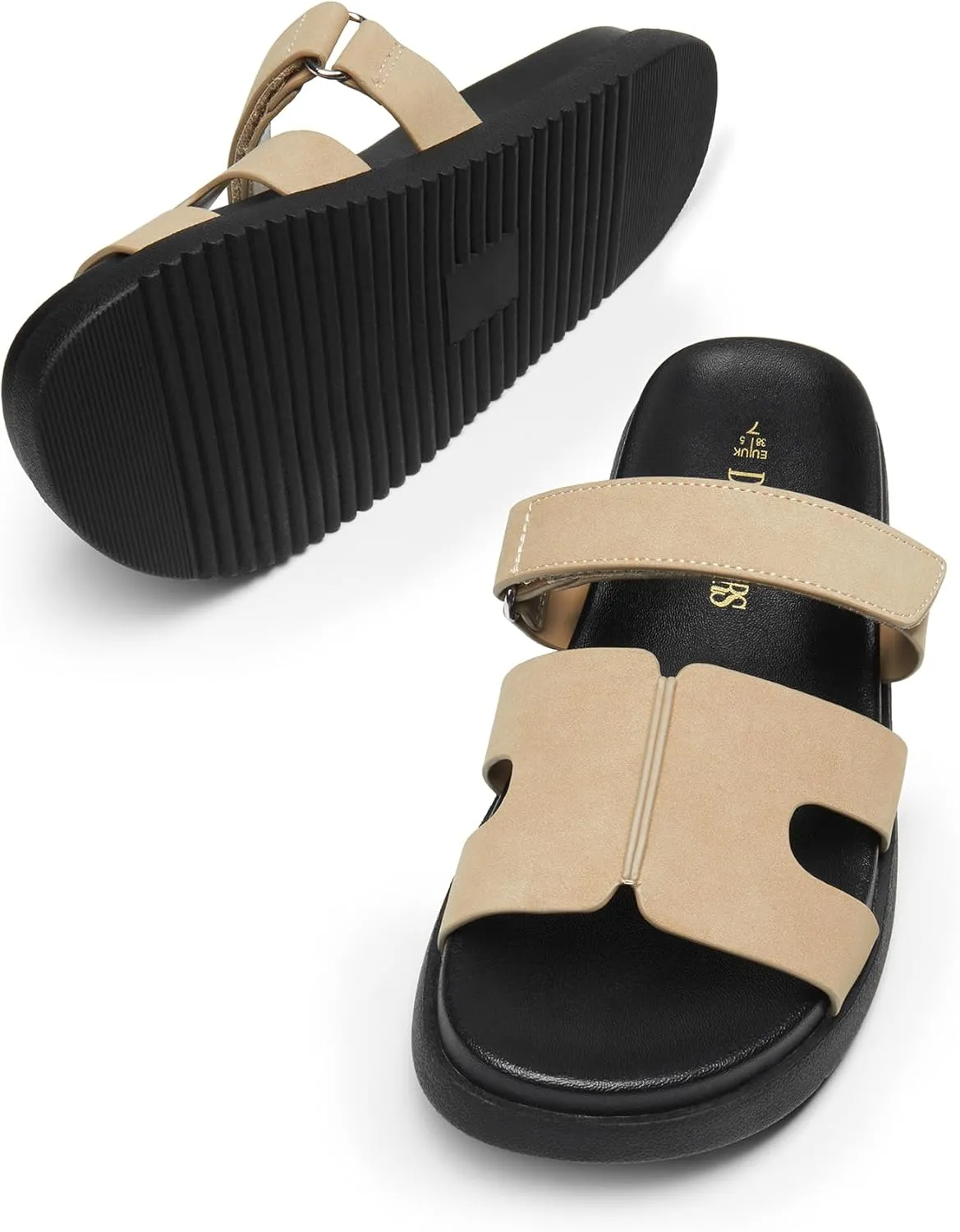 DREAM PAIRS Women's Flat Slide Sandals, Comfortable Slip On Platform Sandals For Women Dressy Summer