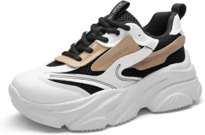 DREAM PAIRS Women's Platform Chunky Fashion Sneakers Jaxon Walking Lace-Up Comfortable Dad Sneakers Workout Sport Work Casual Tennis Shoes