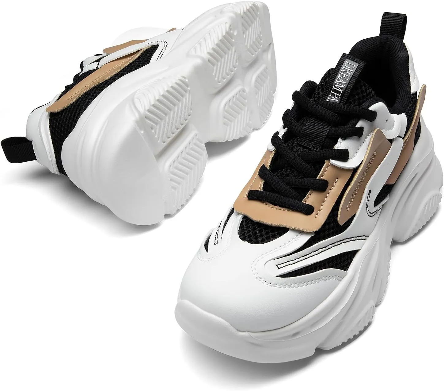DREAM PAIRS Women's Platform Chunky Fashion Sneakers Jaxon Walking Lace-Up Comfortable Dad Sneakers Workout Sport Work Casual Tennis Shoes