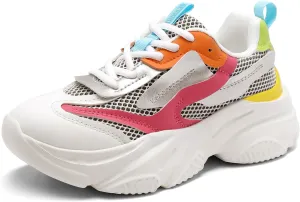 DREAM PAIRS Women's Platform Chunky Fashion Sneakers Jaxon Walking Lace-Up Comfortable Dad Sneakers Workout Sport Work Casual Tennis Shoes