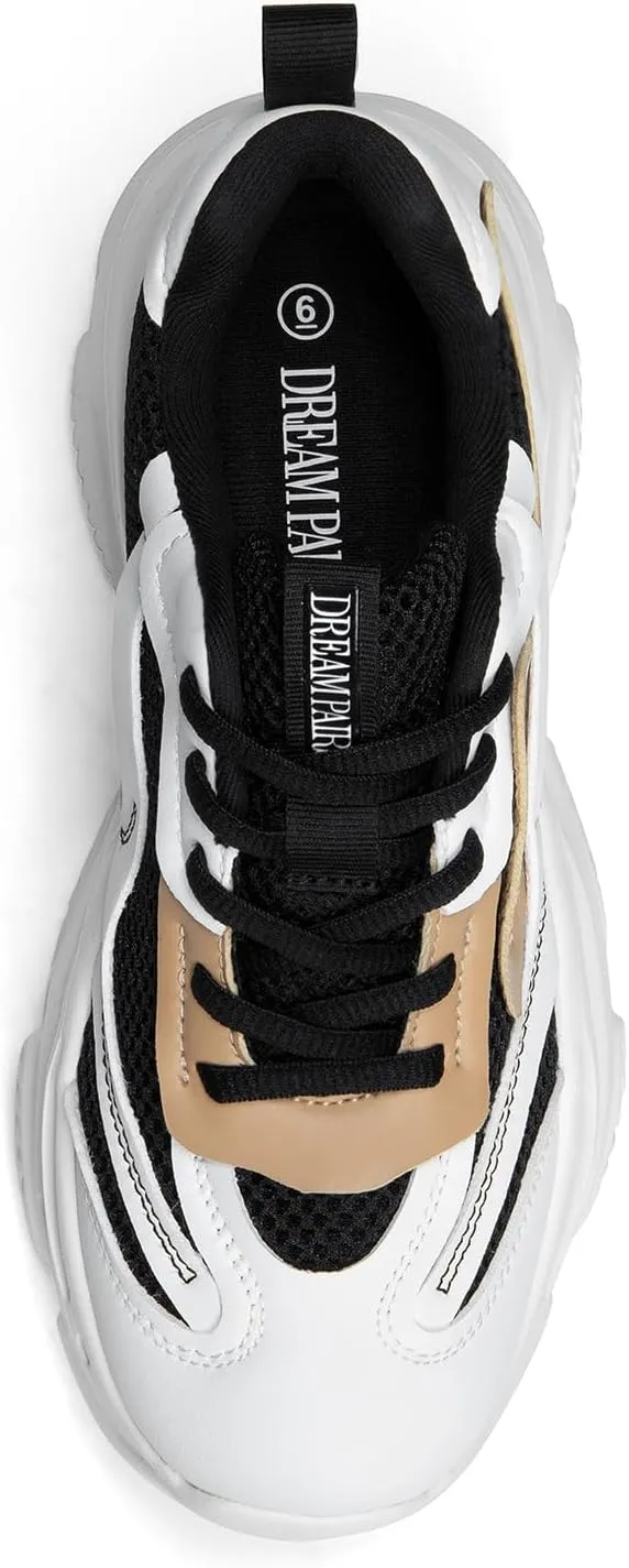 DREAM PAIRS Women's Platform Chunky Fashion Sneakers Jaxon Walking Lace-Up Comfortable Dad Sneakers Workout Sport Work Casual Tennis Shoes