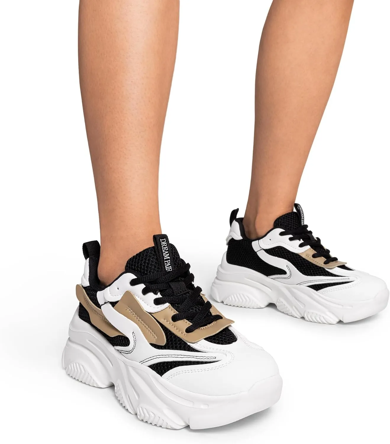 DREAM PAIRS Women's Platform Chunky Fashion Sneakers Jaxon Walking Lace-Up Comfortable Dad Sneakers Workout Sport Work Casual Tennis Shoes