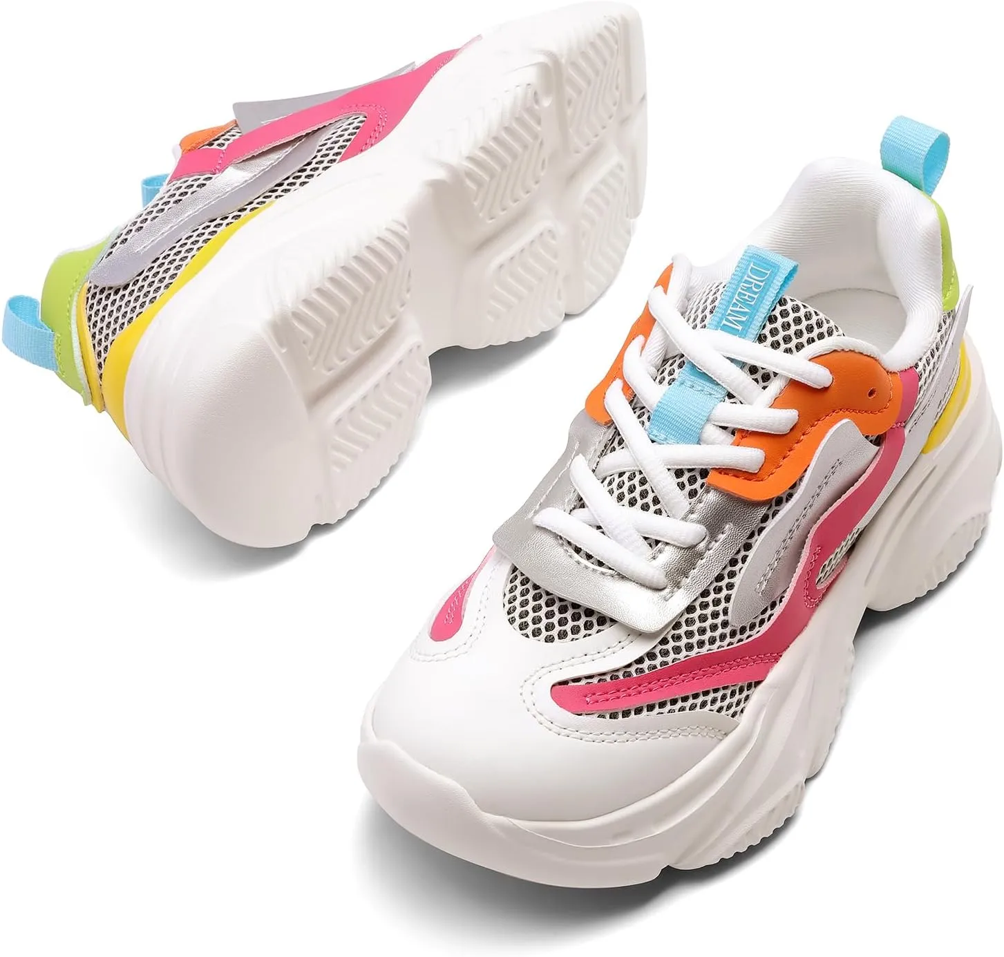 DREAM PAIRS Women's Platform Chunky Fashion Sneakers Jaxon Walking Lace-Up Comfortable Dad Sneakers Workout Sport Work Casual Tennis Shoes