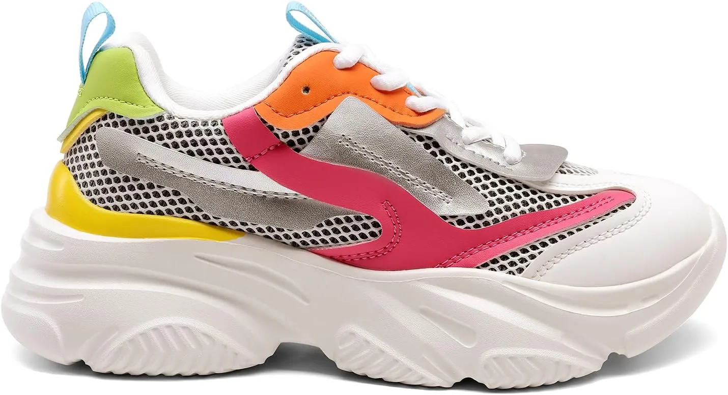 DREAM PAIRS Women's Platform Chunky Fashion Sneakers Jaxon Walking Lace-Up Comfortable Dad Sneakers Workout Sport Work Casual Tennis Shoes