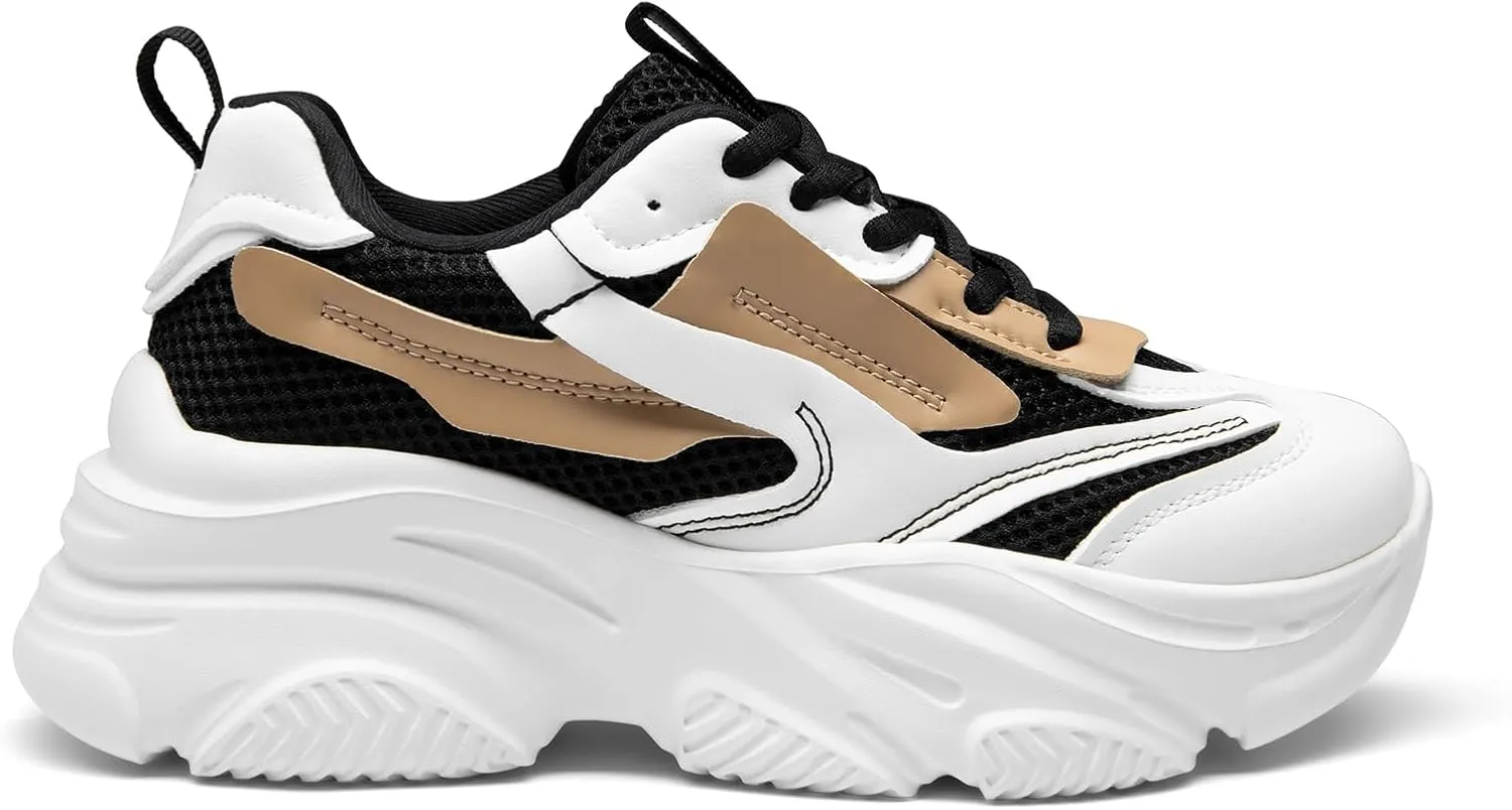 DREAM PAIRS Women's Platform Chunky Fashion Sneakers Jaxon Walking Lace-Up Comfortable Dad Sneakers Workout Sport Work Casual Tennis Shoes