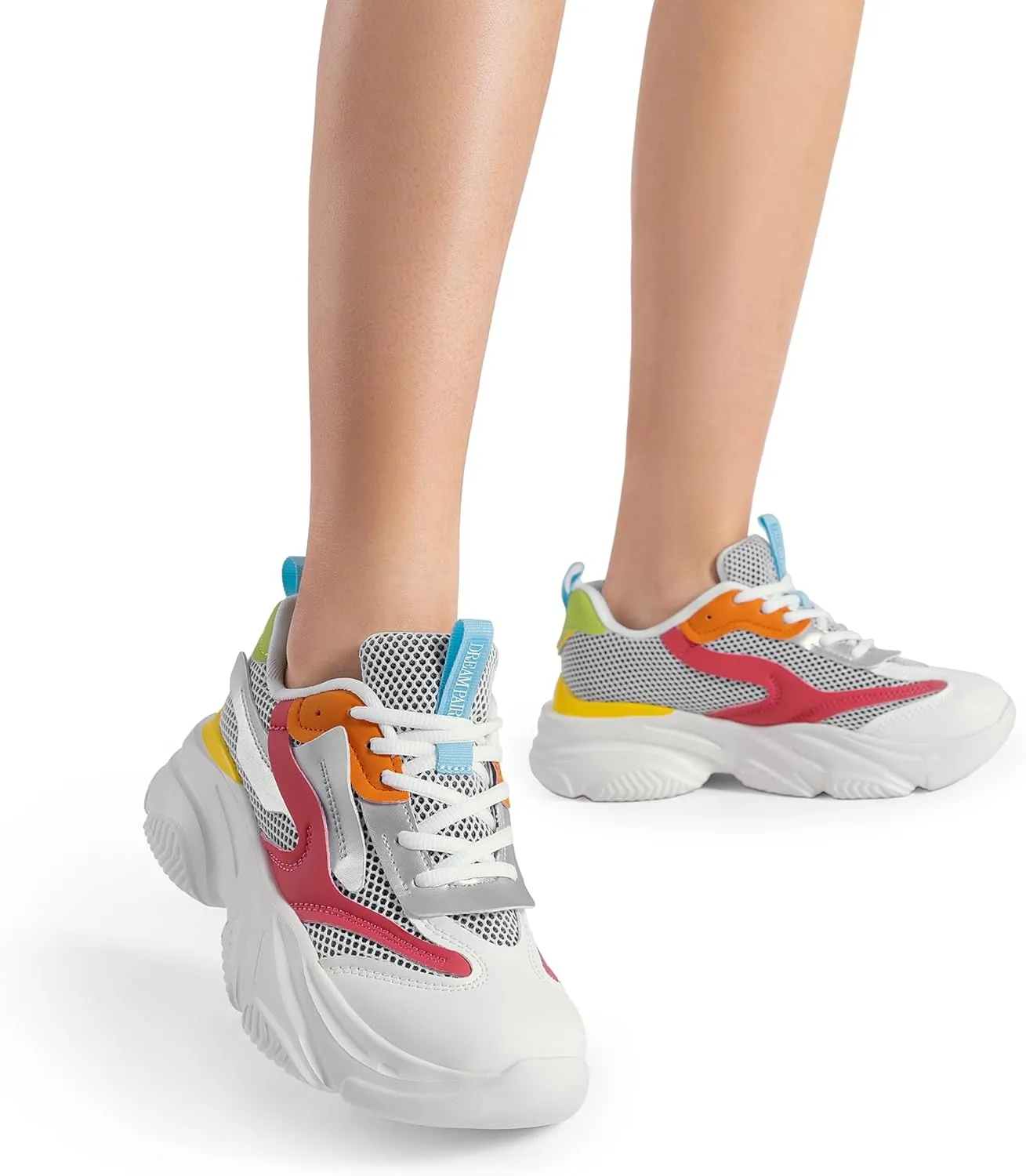 DREAM PAIRS Women's Platform Chunky Fashion Sneakers Jaxon Walking Lace-Up Comfortable Dad Sneakers Workout Sport Work Casual Tennis Shoes