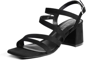 DREAM PAIRS Women's Strappy Chunky Heels Low Block Square Open Toe Sandals Dress Party Shoes