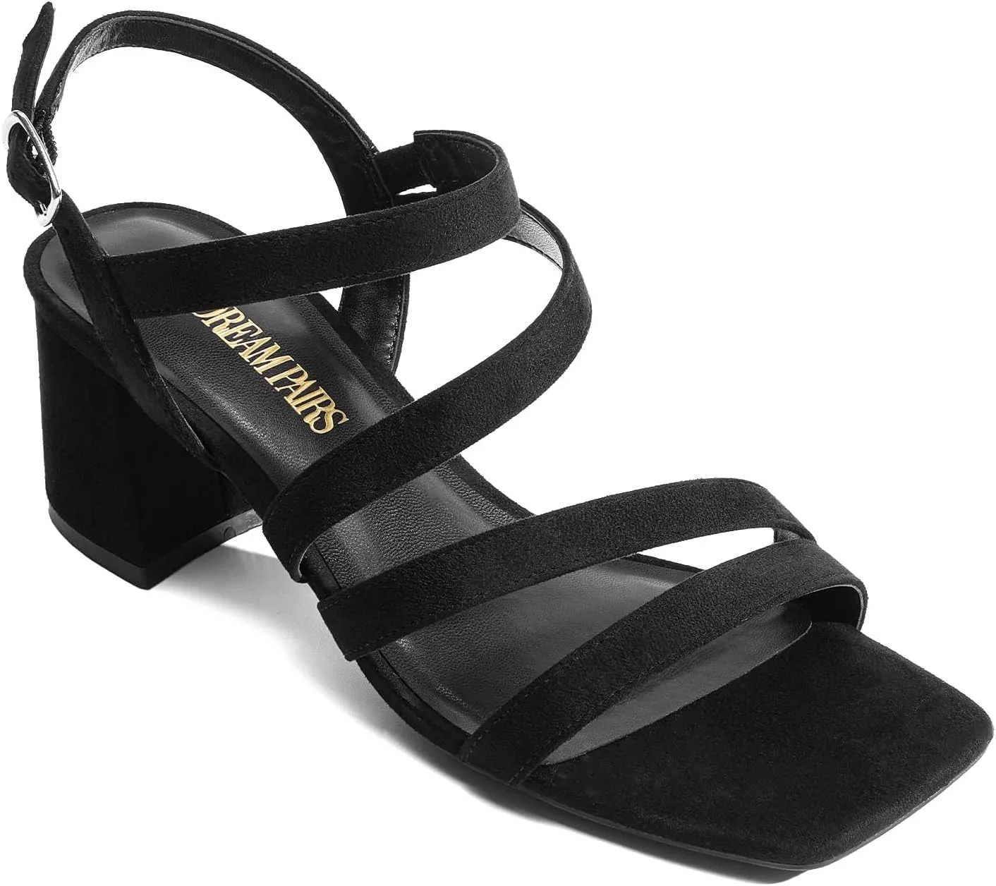 DREAM PAIRS Women's Strappy Chunky Heels Low Block Square Open Toe Sandals Dress Party Shoes
